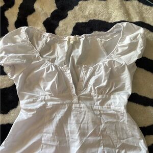 Stella Tweed White Blouse with Puff Sleeves